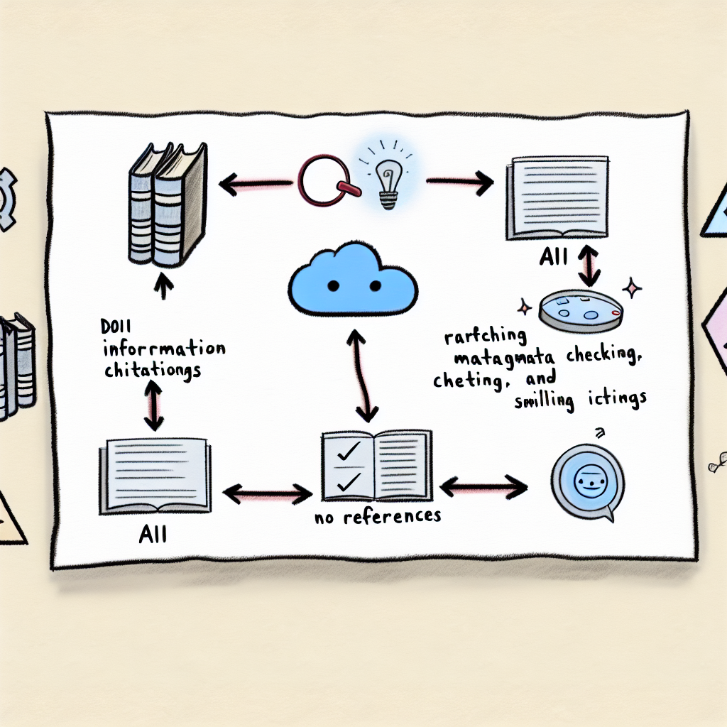 Desenho simples ilustrando o fluxo de normalização de citações com IA