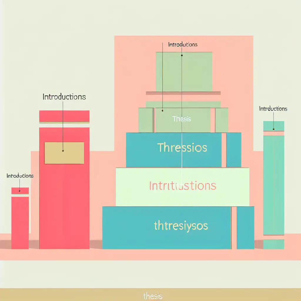 Visualizzazione delle proporzioni della struttura della tesi per diversi livelli accademici