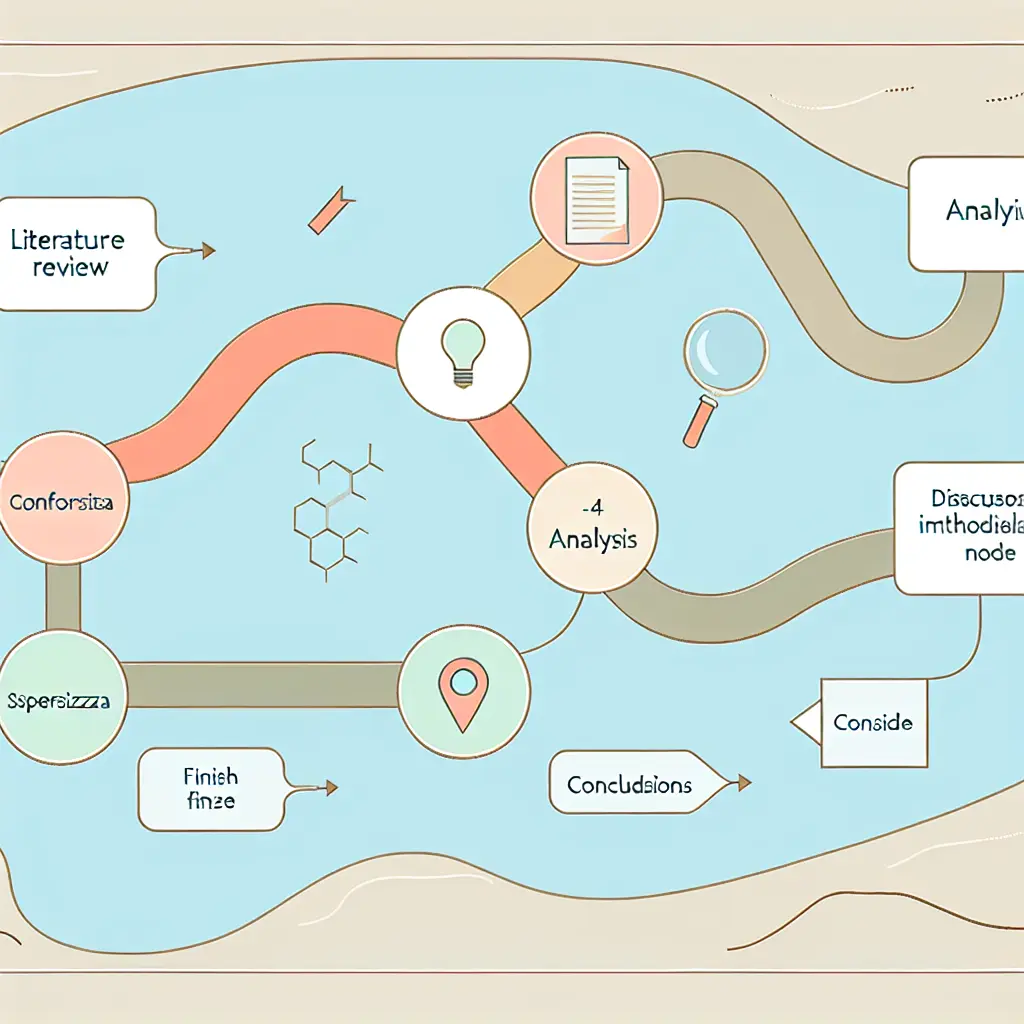 Mappa visiva del percorso attraverso i capitoli della tesi con milestone e verbi d'azione