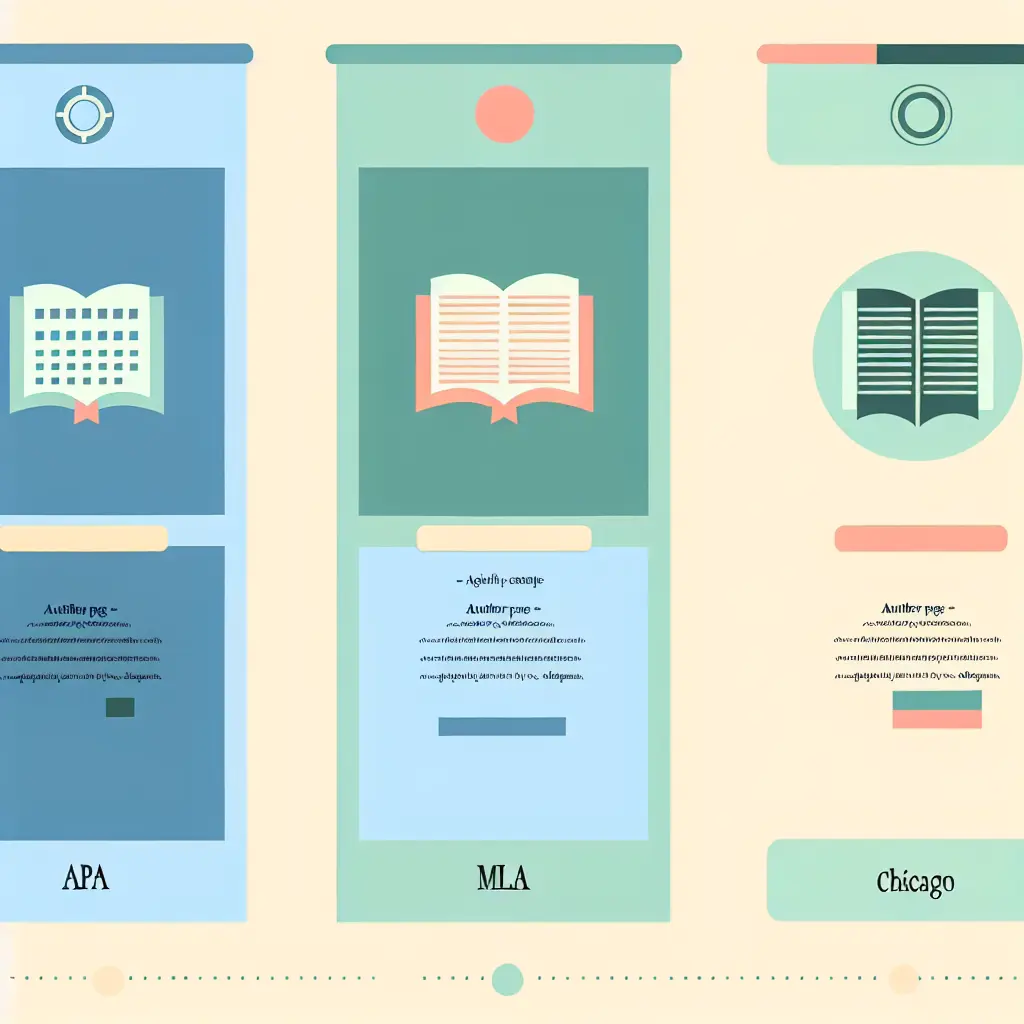 Confronto visivo tra gli stili di citazione APA, MLA e Chicago