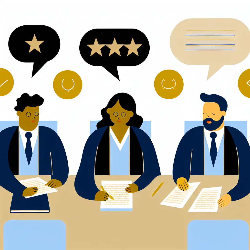 Commissione di professori universitari che valuta una tesi con criteri moderni di qualità accademica