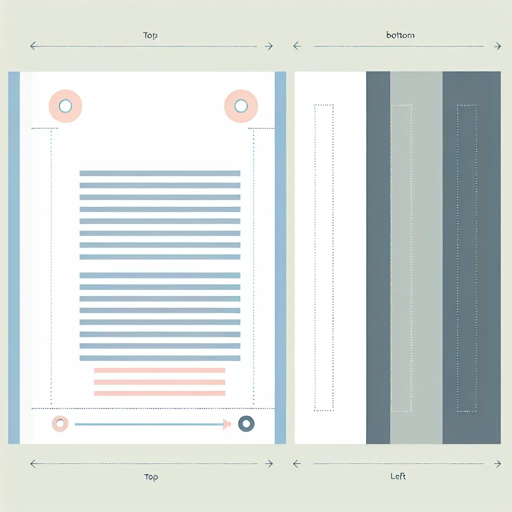 Struttura dei margini di una pagina di tesi con indicazioni visive