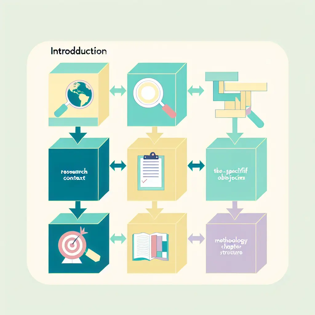 Diagramma strutturale dei cinque elementi fondamentali di un'introduzione di tesi