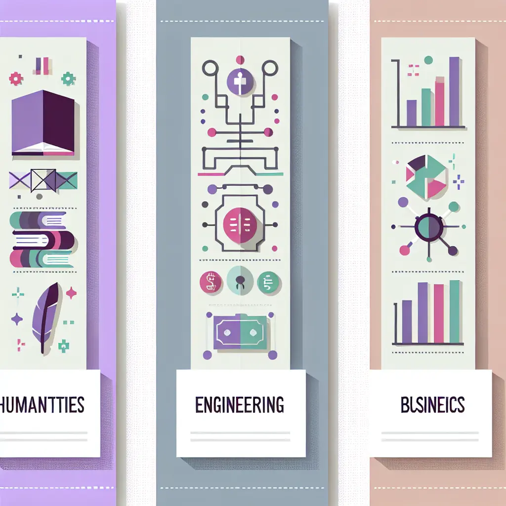 Rappresentazione visiva delle tre diverse discipline accademiche: area umanistica, scientifica ed economica