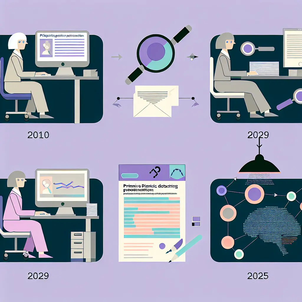 Timeline dell'evoluzione del rilevamento plagio da manuale a AI