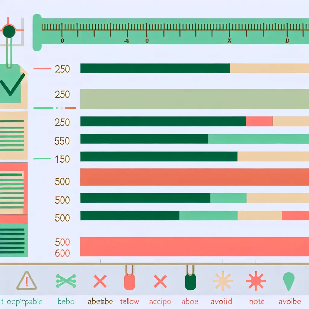 Grafico delle metriche di ottimizzazione della lunghezza dei paragrafi con zone colorate per lunghezze ottimali, accettabili ed evitabili