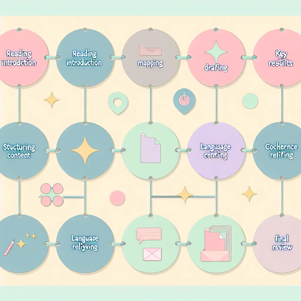 Timeline visiva dei sette passaggi per scrivere la conclusione della tesi