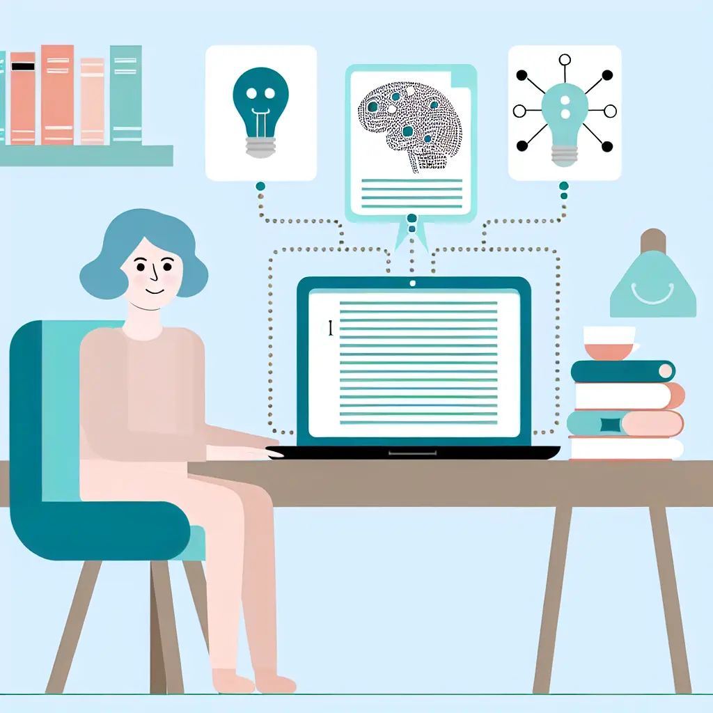 Studente universitario che lavora serenamente alla tesi con supporto AI