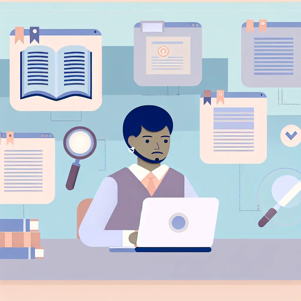 Studente universitario concentrato nell'integrazione delle fonti nella tesi