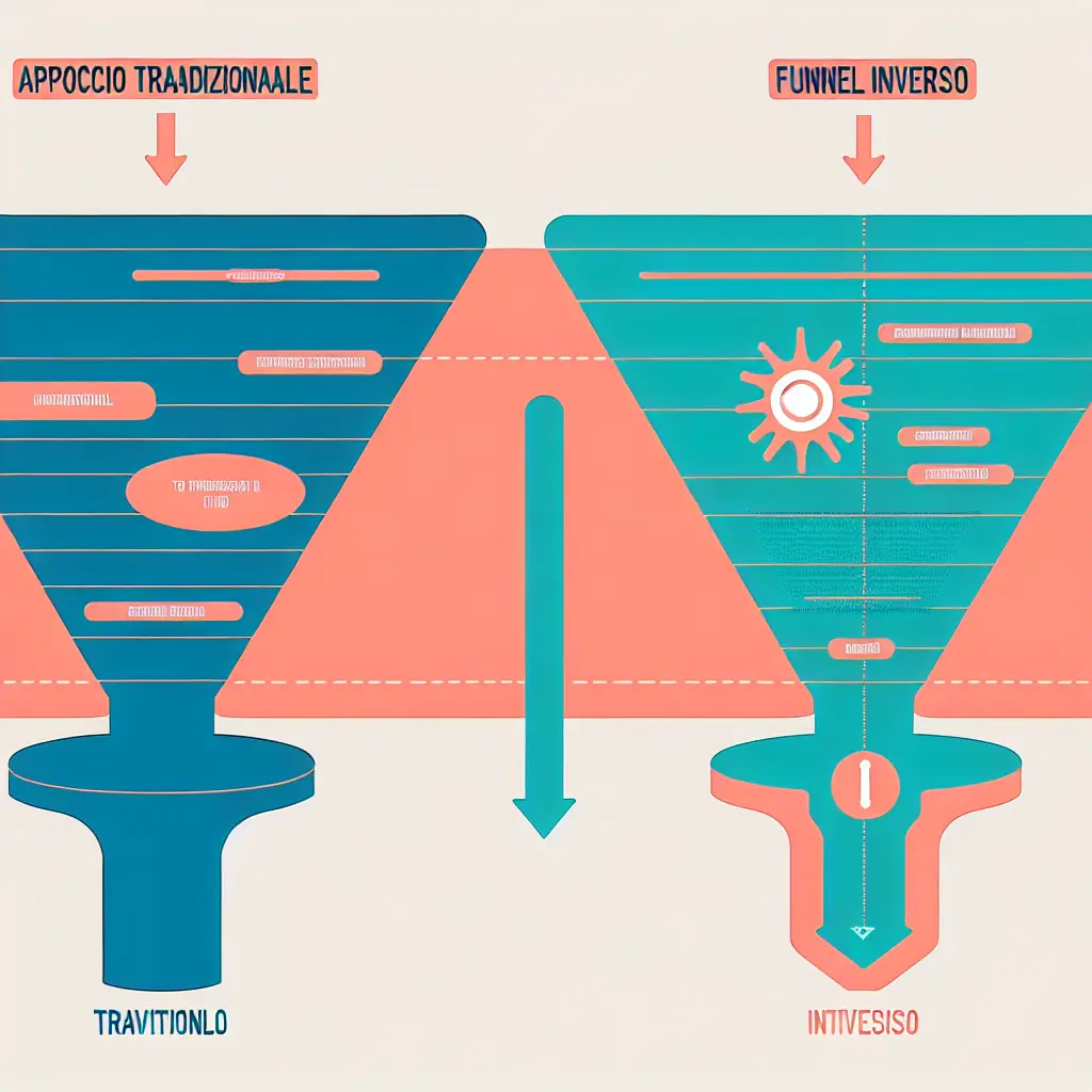 Confronto visivo tra approccio tradizionale e tecnica del funnel inverso nell'introduzione tesi