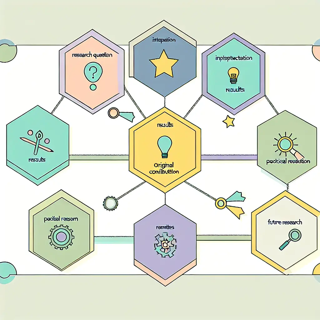 Gli otto elementi essenziali della conclusione della tesi visualizzati come blocchi interconnessi