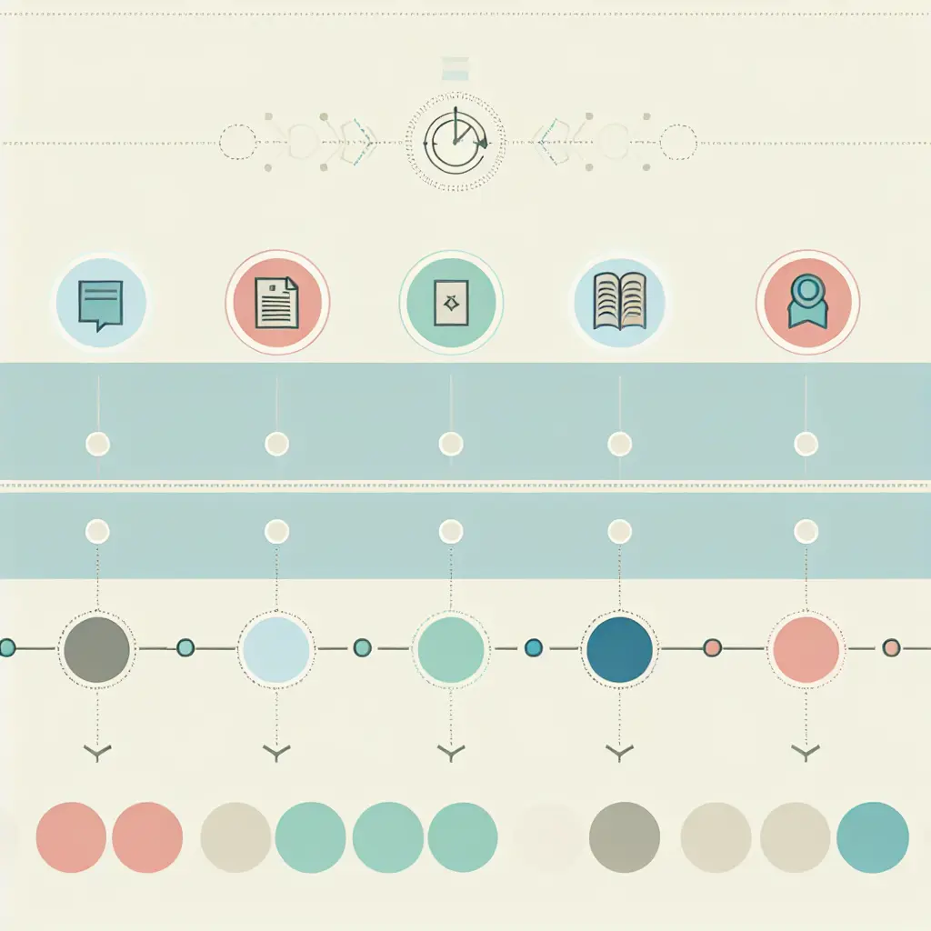Timeline che illustra la progressione cronologica lineare di una tesi storica