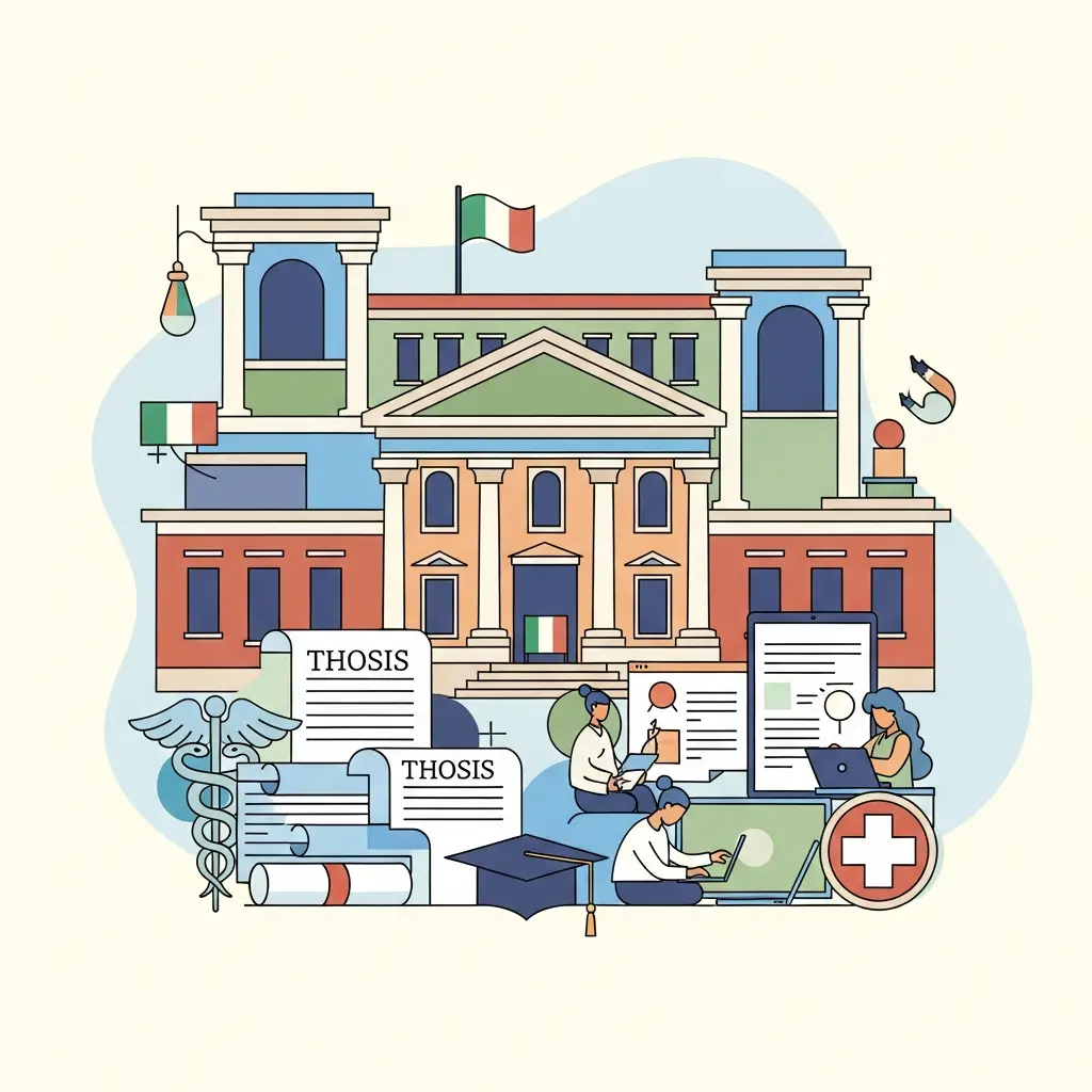 Ambiente universitario medico italiano con elementi digitali