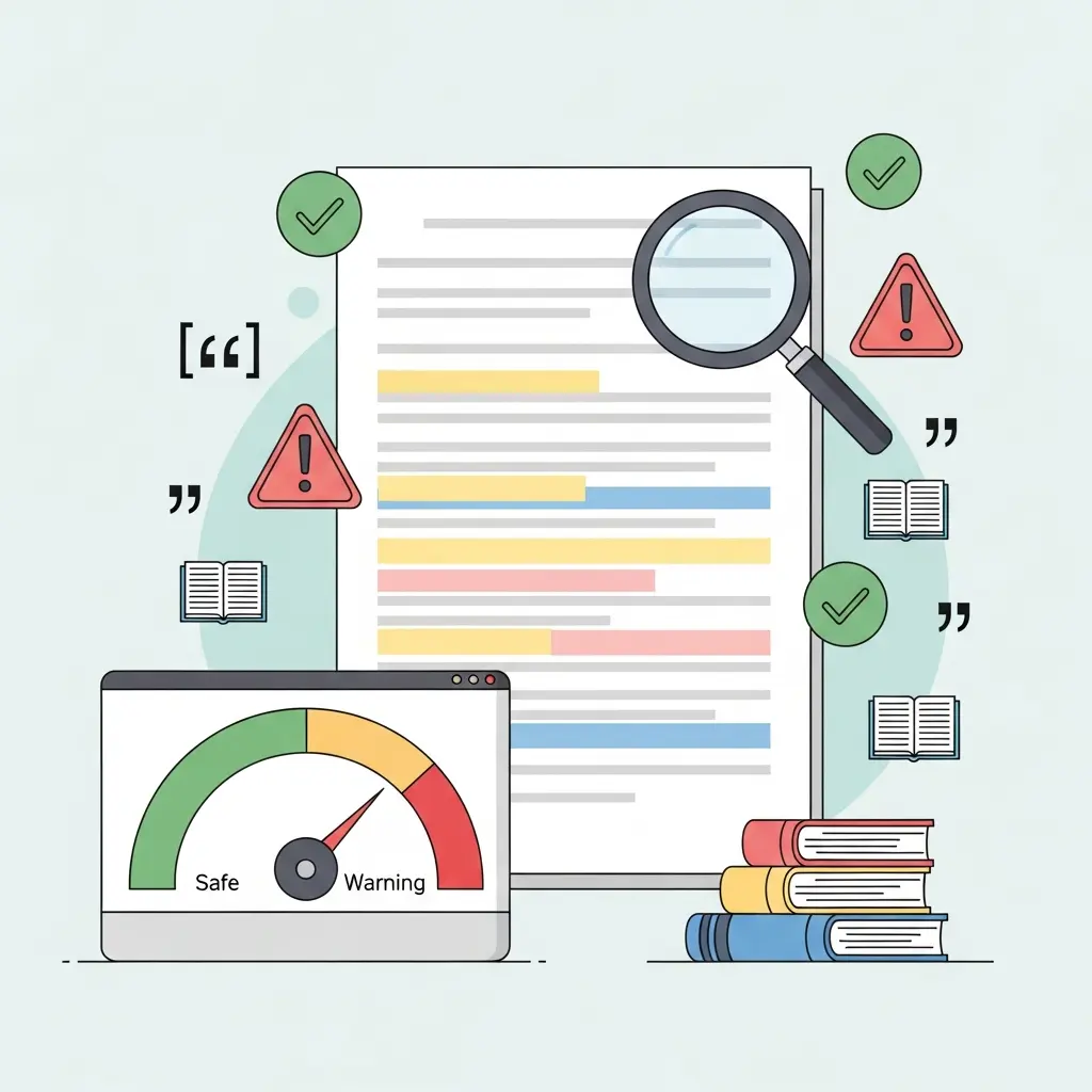 Rappresentazione visiva del controllo plagio su un documento di tesi