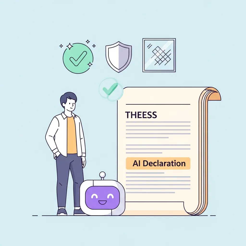 Studente universitario che dichiara correttamente l'uso di AI nella tesi