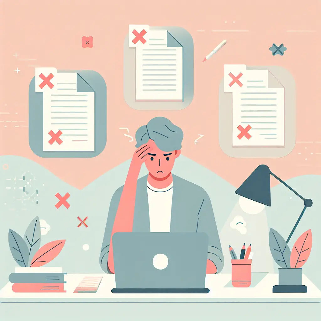 Studente frustrato che scopre errori nella propria tesi